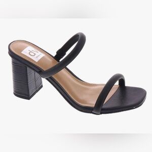 Dolce Vita Halsty Thin Strap Heels in Black Faux Croc, Size 9.5